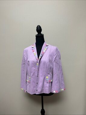 Moschino Lilac Blazer with Multicolor Button Accents